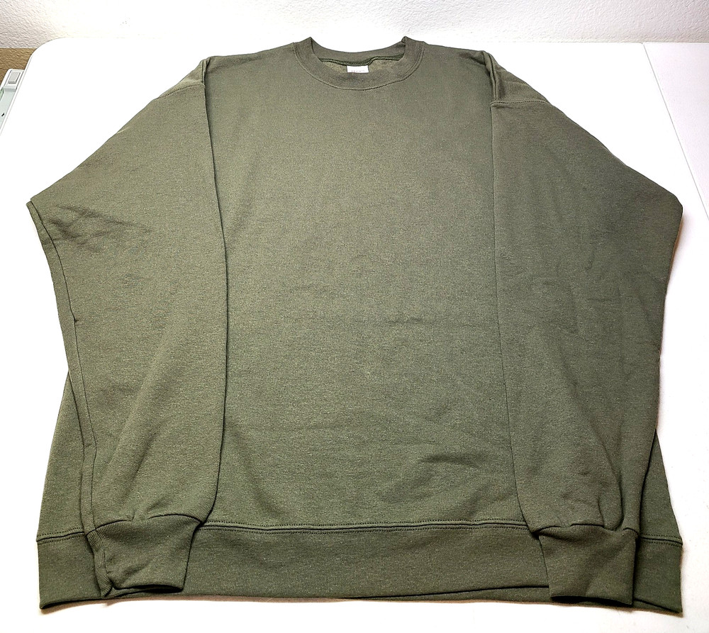 Hanes Men’s L Sweatshirt Pullover Long Sleeve EcoSmart Crewneck Green Blank P160