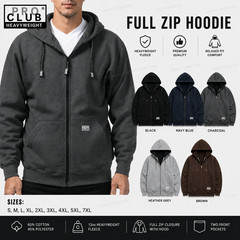 Men’s Pro Club Heavyweight Full Zip Fleece Hoodie Sweatshirts Hooded Size S-7XL