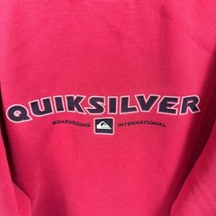 Y2K Quiksilver Hoodie Mens XL Red Logo Vintage Surf Skate Grunge Boardriding
