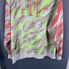 Nike Mens XXL Tiger Stripe Camo Hoodie Green Orange Pullover Fleece Sweatshirt