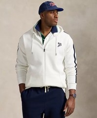 Polo Ralph Lauren Big and Tall Men’s Double Knit Hoodie White Navy Blue $168 New