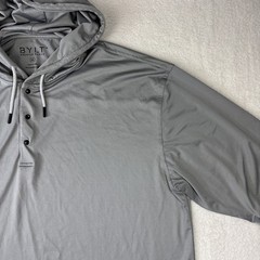 BYLT Circuit Hoodie Mens 3XL Gray Performance Pullover Stretch Tech Long Sleeve