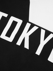 Niepce Men’s Black White Split Color Block Hoodie Japanese Tokyo Kanji Pullover