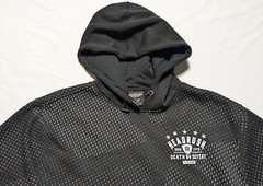 HEADRUSH DEATH B4 DEFEAT FEAR NONE Men XL Black Geo Hoodie EUC