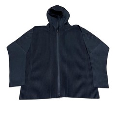 USED HOMME PLISS�_ ISSEY MIYAKE PLEATED HOODIE, BLACK VERYGOOD