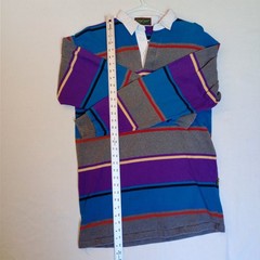 CROSS CREEK MADE IN USA LARGE TEAL GRAY PURPLE RUGBY SHIRT