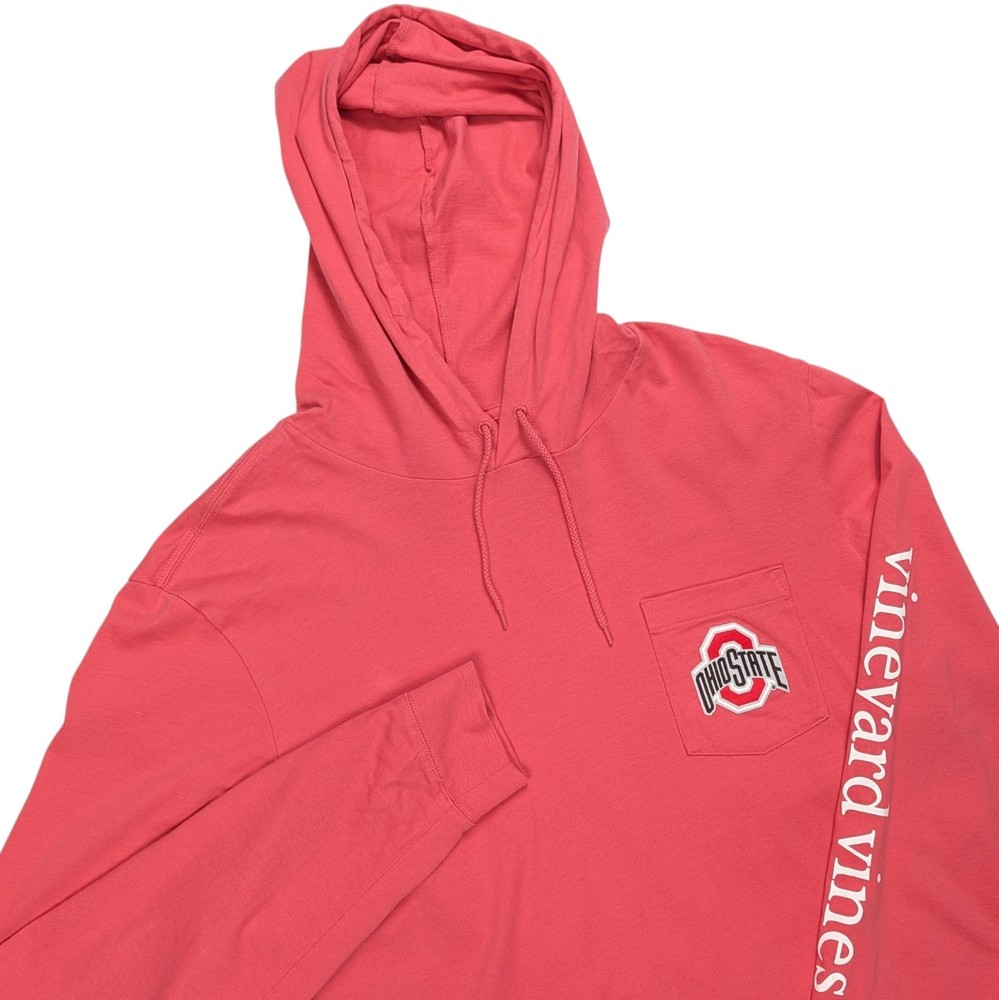 Vineyard Vines Ohio State Buckeyes Shirt Hoodie Men Medium Whale Logo Coral Peru