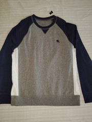 Express Mens Sweatshirt Large Colorblock Gray Navy White Lion Logo NWT Cotton L