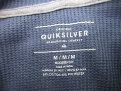 Mens Medium Quiksilver Modern Fit LS hoodie thermal henley blue