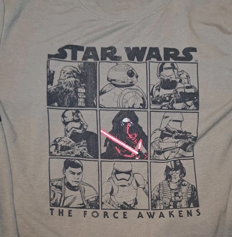 Star Wars Mens The Force Awakens Long Sleeve Pullover Shirt XS Green Graphic Tee