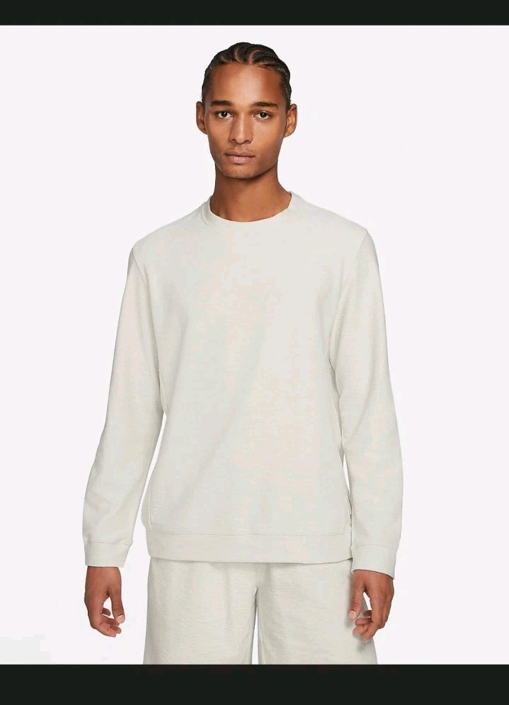 Nike Yoga Crew Neck Pullover Sweatshirt Mens Dri FIT – Light Bone Ivory Sz Small