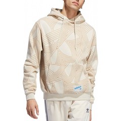 Men’s Adidas Original Athletic Club Allover Print Hoodie Cream/Tan Size M