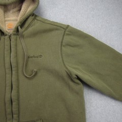 Timberland Jacket Mens Large Olive Green Full Zip Sherpa Lined Hoodied