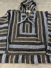 Earth Ragz Mexican Poncho Baja Hoodie Skater Pullover Mexico Unisex Size M/L
