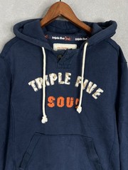 Original Vintage TRIPLE 555 FIVE SOUL Embroidered Hoodie XL Blue NYC