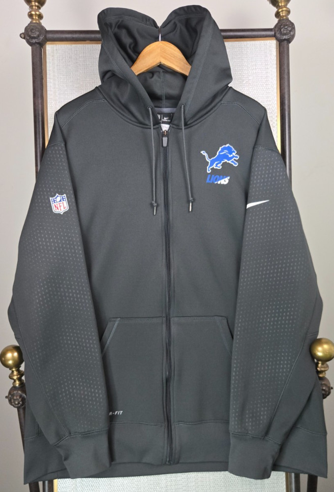 NIKE x LIONS Mens Size 3XL On-Field Therma-Fit Hoodie Full Zip Sweatshirt XXXL