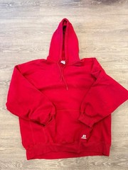 Russell Athletic Hoodie, Color Red, Size XXL, Made In Bangladesh.