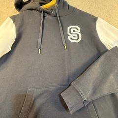 Holloway Adult Large Black White Colorblock Hoodie Varsity S Patch Sweatshirt
