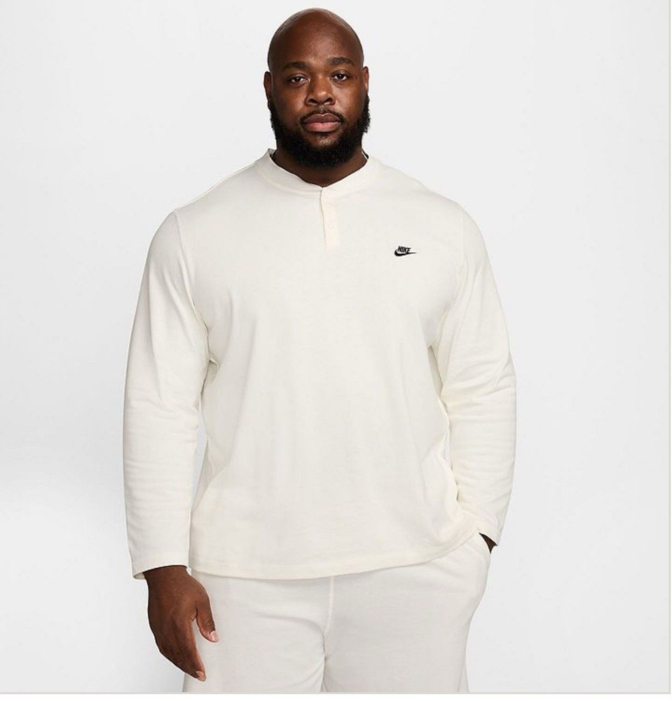 Nike Club Fleece Long Sleeve Henley Big & Tall Size 4XLT Cream Color New