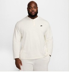 Nike Club Fleece Long Sleeve Henley Big & Tall Size 4XLT Cream Color New