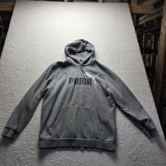 Puma Hoodie Mens Large Gray Fleece Pullover Kangaroo Pocket Graphic Logo