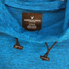American Eagle Pullover Hoodie Men’s Med Heather Blue Gray Sweatshirt Spellout