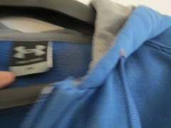 Under Armour Mens Hoodie Blue Gray Full Zip Up Zip Mobile Pocket Sz SM Pre Owned