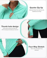 Women’sLong Sleeve UPF 50+ Sun Protection 1/4 Zip Shirt Hiking Athletic Top