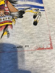 Vintage 91 Tee Jays Native American Warrior Artist Signed A.C. Molina Sweatshirt