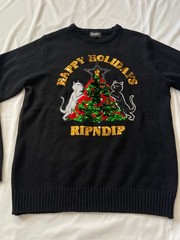 Ripndip Sweater Pullover Sweatshirt Top Apparel Cats Holiday Bling Sequins Large