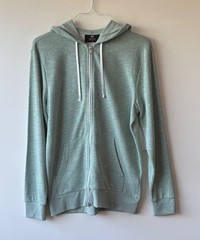 H&M Mens Zip Up Hoodie Hooded Jacket Sage Green Lightweight 2 Pockets Size Small