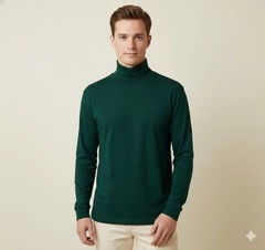 Club Room Men’s Long Sleeve Turtle Neck T-Shirt, Pine Grove(Green), Size L