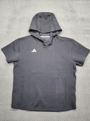 Adidas Hoodie Mens Medium Gray Short Sleeve Pullover Baseball Sample KB2095