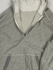 The Great China Wall Gray French Terry 1/4 Zip Hoodie XXL Made USA Raw Edge Seam