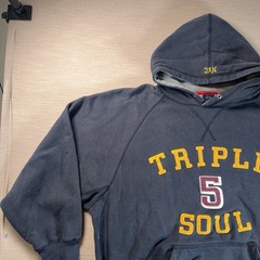 Triple Five Soul TFS Embroidered Hoodie XL Y2K Streetwear Navy Spell Out VTG