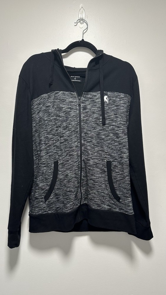 Express Black And Gray Color Block Men’s Size Large Zip Up Hoodie