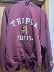 Triple Five Soul 555 Hoodie VTG Y2K Mens XL Burgundy Yellow T5S NYC Baggy Stitch