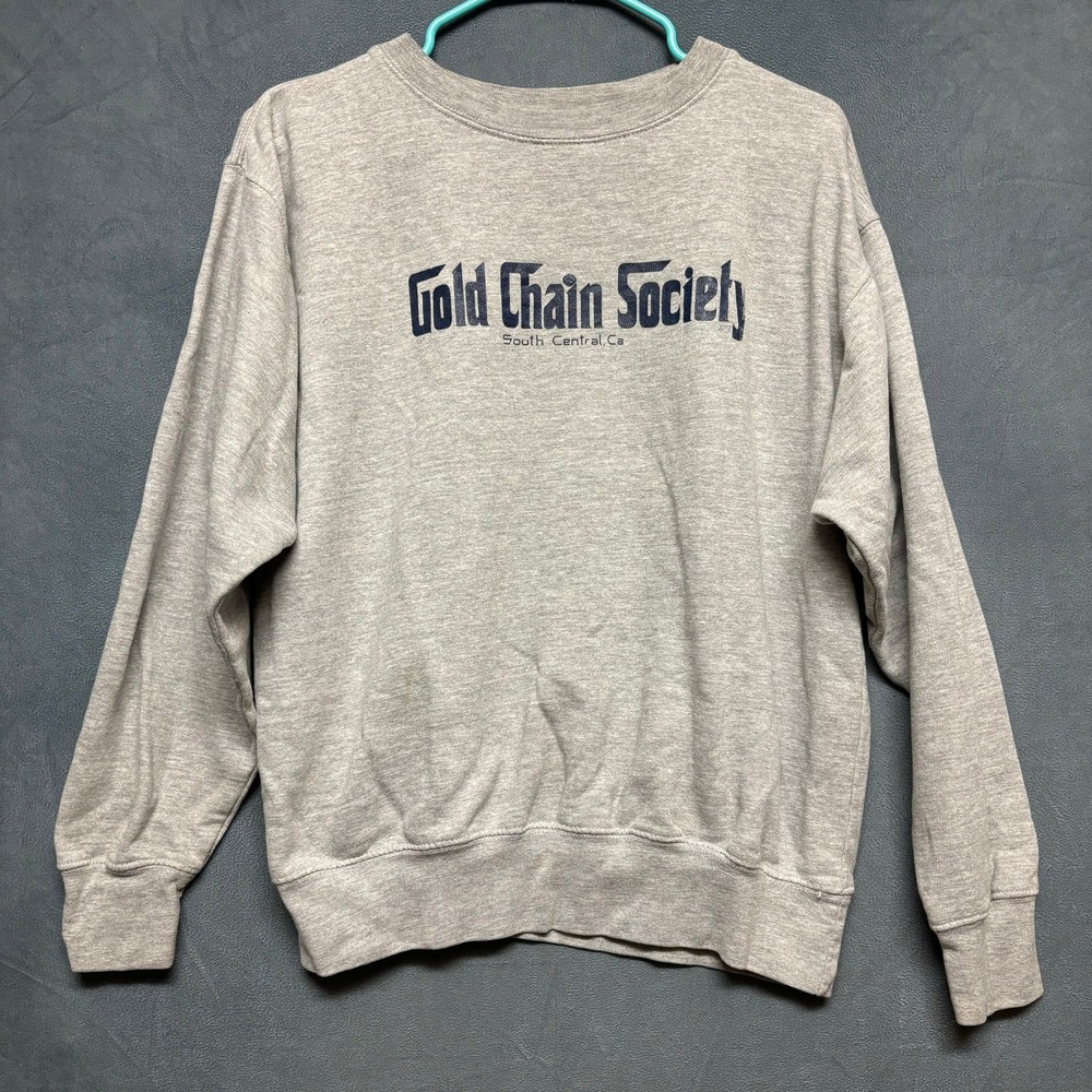 Gold Chain Society Crewneck Hoodie Block Letter Center Hip Hop Cozy Comfy Jumper