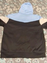 Unbranded Mens Medium Sherpa Hoodie Sweatshirt Black Blue Grey Color Block Zip