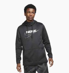 Nike Therma FIT Mens Fleece Gym Fitness Training Pullover Hoodie Black XL
