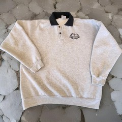 VTG Leisure Line Sz XL Men’s Sweatshirt Made New Zealand Bird Blue Collar Y2K