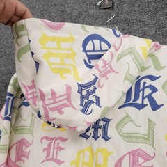 NEW Smoke Rise Mens Full Zip Hoodie M White Gothic Letter Print AOP All Over