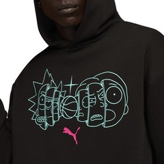 PUMA Hoops X Rick And Morty Pullover Hoodie Mens Black Casual Outerwear 6330940