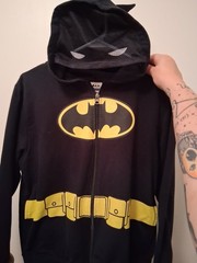 MAD Engine Batman Full Zip Hooded Hoodie Graphic Print Black/Yellow M Teens