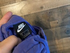 Mens Small Hoodie Plain Purple White Sewn Swoosh Long Sleeve Pullover Sweatshirt