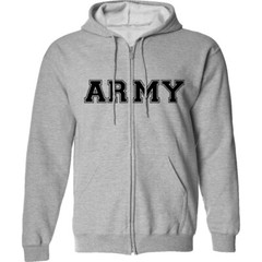 Athletic Army Full-Zip Hooded Sweatshirt in Gray – Adult Small to 4X-Large