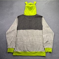 Shrek Hoodie Mens Large Lime Green Gray Costume Cosplay Ears Dreamworks