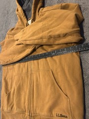 L.L. Bean Katahdin Iron Works Hoodie Full Zip Mens M Fleece Lined Yellow/Tan