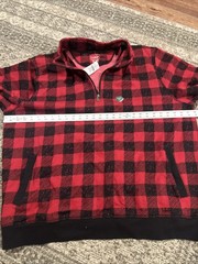 LL Bean Men’s XXL Traditional Fit 1/4 Zip Deep Red Check Sweatshirt
