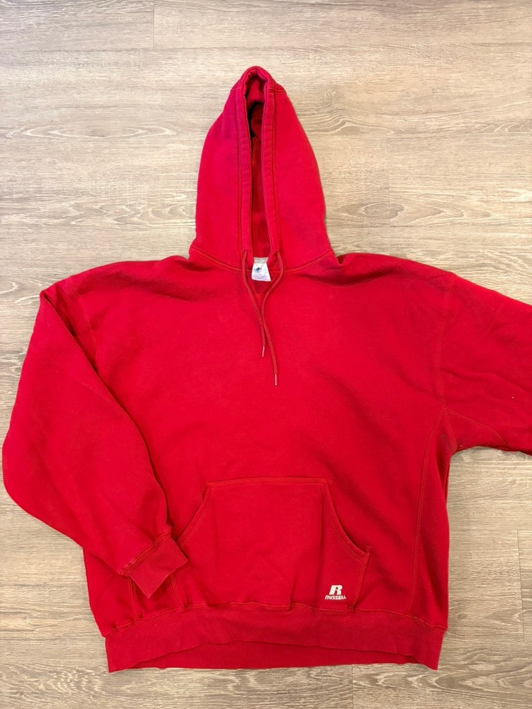 Russell Athletic Hoodie, Color Red, Size XXL, Made In Bangladesh.